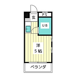 サンシャイン隼人 3階ワンルームの間取り
