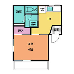 ジュネス八事石坂 2階1DKの間取り