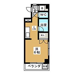アートハウスＫ 2階ワンルームの間取り