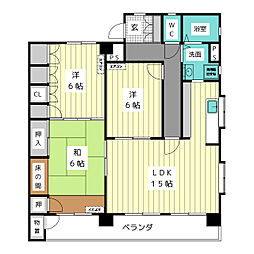アイルモネ山手 2階3LDKの間取り