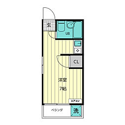 サンモア八事 2階ワンルームの間取り