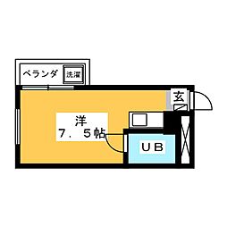 シティライフ八事 2階ワンルームの間取り