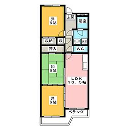 シャトー樹里 3階3LDKの間取り