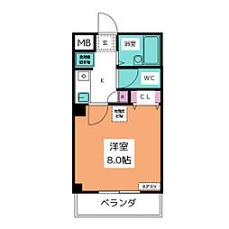 サニーサイド八事 4階1Kの間取り