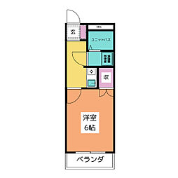 グリーンアベニュー山手 4階ワンルームの間取り