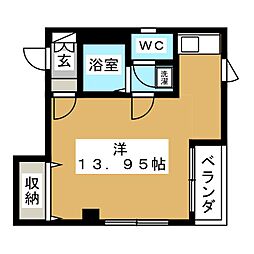 Ｈ．Ｃ．ＢＬＤ 4階ワンルームの間取り