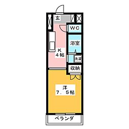 サンヒルズ八事山 1階1Kの間取り