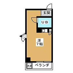 名豊元八事三番館 ワンルームの間取図画像