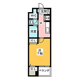 Brillante田辺通 1Kの間取図画像