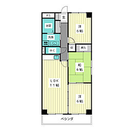 サンメゾン杁中 3LDKの間取図画像