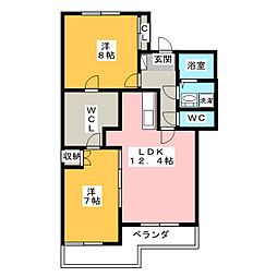 ロンサール八事 2LDKの間取図画像
