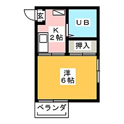 コーポ大橋 1Kの間取図画像