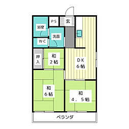 緑ヶ岡マンション 2SDKの間取図画像