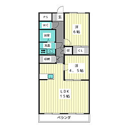 宮崎ビル 2LDKの間取図画像