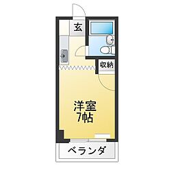 マンション愛晃 ワンルームの間取図画像