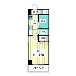 リーザ川名 2階1Kの間取り