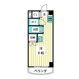 エミネンス山中 2階ワンルームの間取り