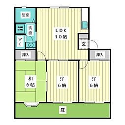 ケーエムハイツ 1階3LDKの間取り