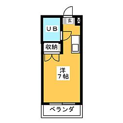 メゾン・ド・スクワール 2階ワンルームの間取り
