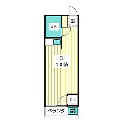 メゾン西畑 2階ワンルームの間取り