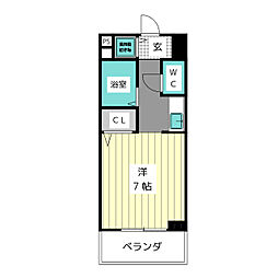 ＰＥＮＯＴＯ杁中 6階ワンルームの間取り
