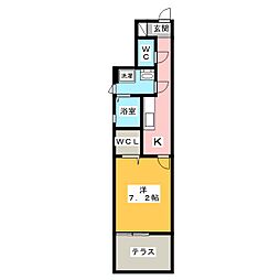ロリエ宮東 1Kの間取図画像