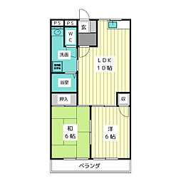 ムーニーウィン杁中 2DKの間取図画像