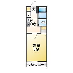 エクセレント・ドゥエル 1Kの間取図画像