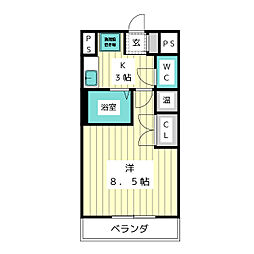 エクセレンス山中 1Kの間取図画像