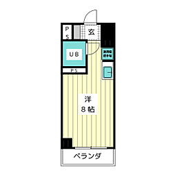 ラフィネ杁中 ワンルームの間取図画像