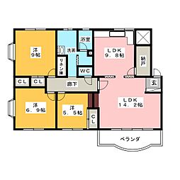 八雲マンションG棟 3SLDKの間取図画像