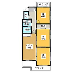 シャトー春山 3LDKの間取図画像