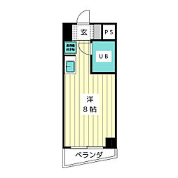 ラフィネ杁中 ワンルームの間取図画像