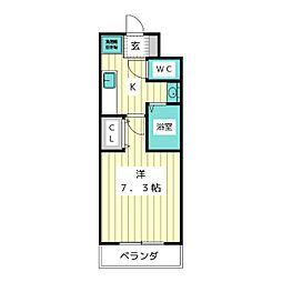 ル・レーヴ向山2 1Kの間取図画像