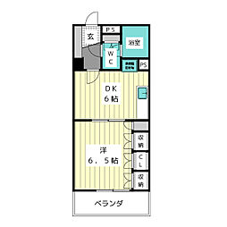 グランドール山手 1DKの間取図画像