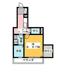クレストさつき 1Kの間取図画像