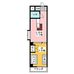 ラフィネ川原 1LDKの間取図画像