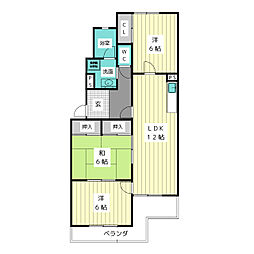 弁天ハイツ 3LDKの間取図画像