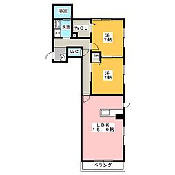 コートサイド滝川 2LDKの間取図画像