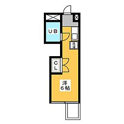 ヴィラ・カレッジ3 ワンルームの間取図画像