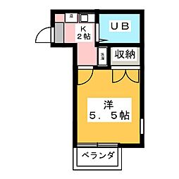 パレスRX伝馬町 1階1Kの間取り