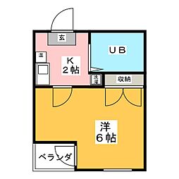 パレスRX伝馬町 4階1Kの間取り