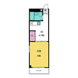 若草荘 1DKの間取図画像