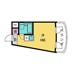 プレスイン神宮西 5階ワンルームの間取り