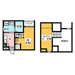 Kiino 2階ワンルームの間取り