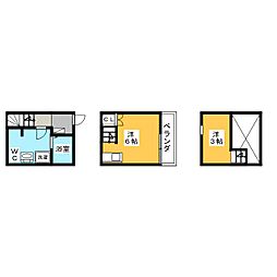 アースクエイク豊 1階1Kの間取り