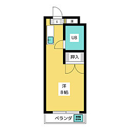 柴田山田ビル 4階ワンルームの間取り