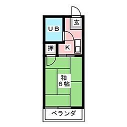 キトウハイツ 2階1Kの間取り