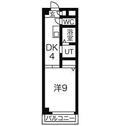 Exceed 2階1DKの間取り