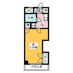 シャトレウィン21 4階1Kの間取り